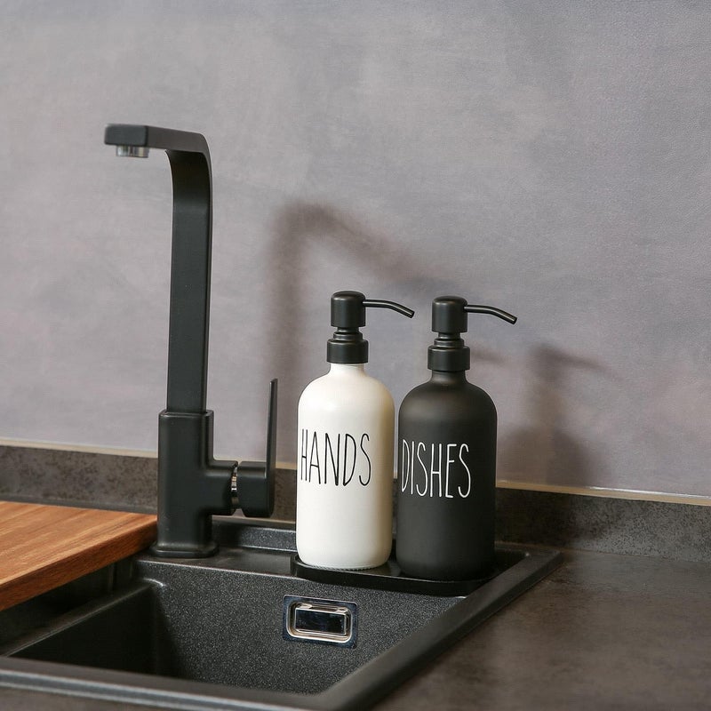 MOMEEMO Kitchen Soap Dispenser Set, Contains Dish and Hand Soap Dispenser, Suitable for Farmhouse Kitchen Decor. (Black & White) - Image 5
